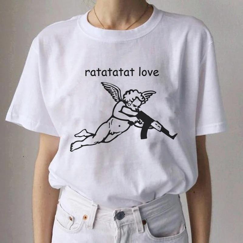 Angel Aesthetic Streetwear White Fashion Women TShirts Harajuku Short Sleeve Clothes Summer ONeck Tees Casual FeUnisex Tops