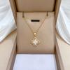 Clover Shell Micro-Inlaid Necklace Earrings Set Light Luxury Personality Temperament Earrings Necklace Combination