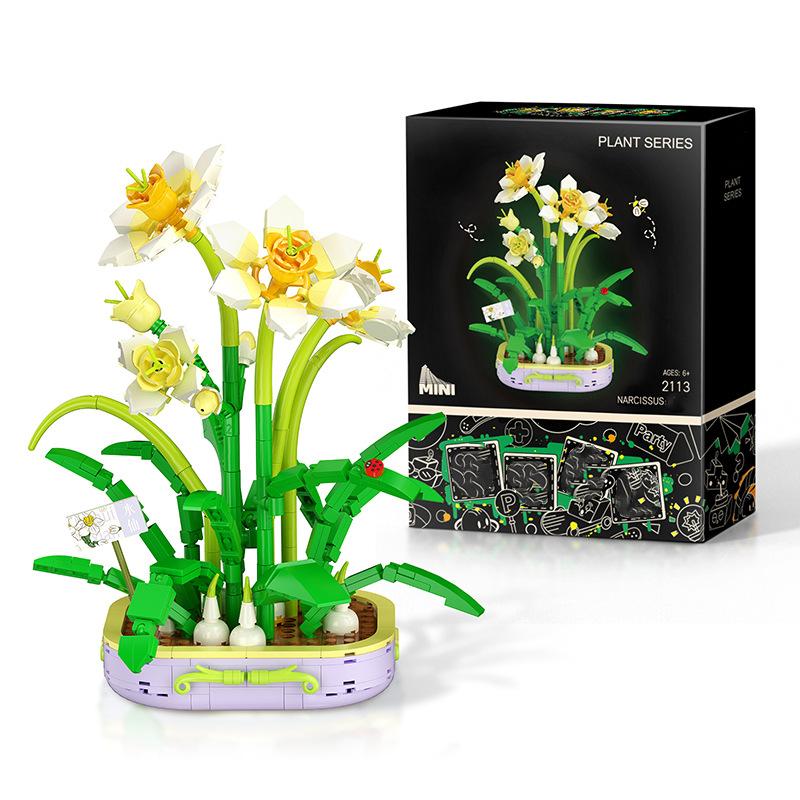 Creative Flower Building Blocks Toys Potted Plant Model Blocks Mini Blocks Toys for Girls Birthday Gift Kids Toys Bricks