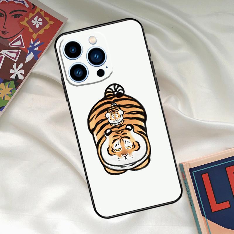 fat tiger Cartoon Funny Phone Case For iPhone 16 14 13 12 11 15 17 Pro Max 15 16 Plus 13 Mini 16e 17 Air Funda Cover
