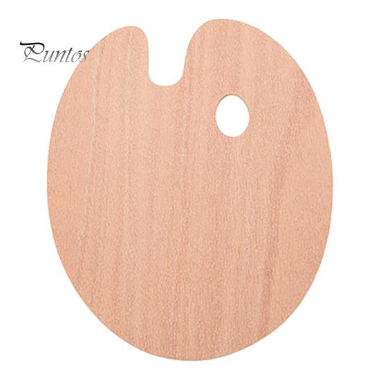 Artist Painting Tray Wooden Paint Palette with Thumb Hole for Oil, Acrylic, Ergonomic Watercolor Painting, Oval-Shaped Wood Art Artists Left
