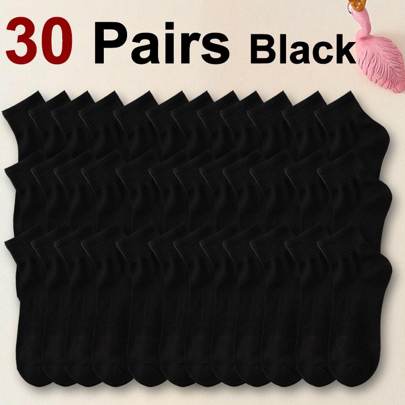 6/12/30 Pairs Men Mid Socks Business Sports Sweat Absorption Breathability Spring Summer Solid Color Soft No Pilling Casual Sock