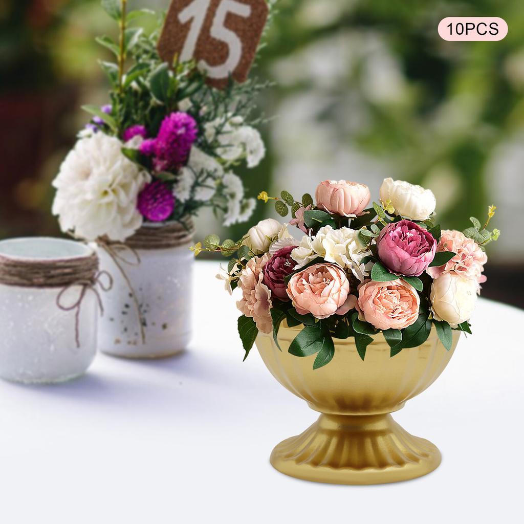 10 Pcs Mini Gold Flower Vases 6.7cm Tall, Bright Golden Metal Vases for Table Centerpieces, Small Flower Arrangement Pots