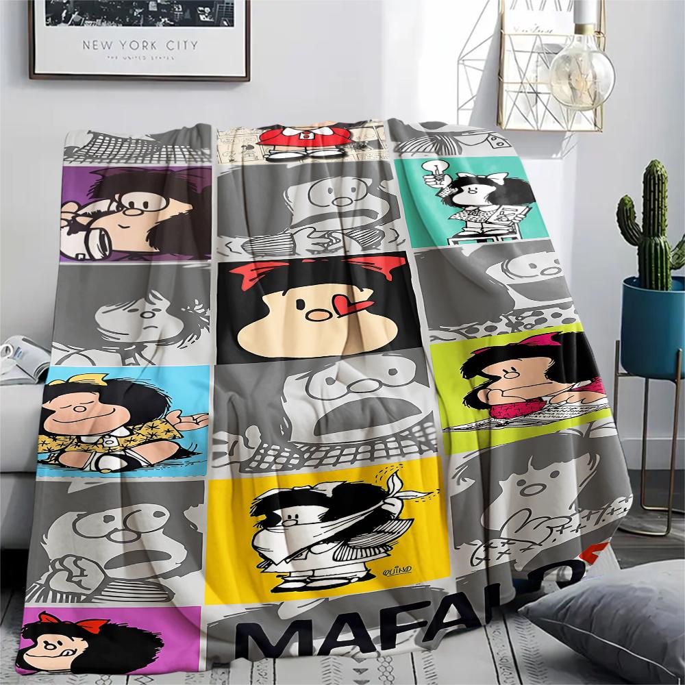 1pz Coperta in Flanella con Stampa Mafalda, Alta Qualità per Tutte le Stagioni, Arredamento per la Casa, Calore e Comfort, Perfetta per Regali di Natale