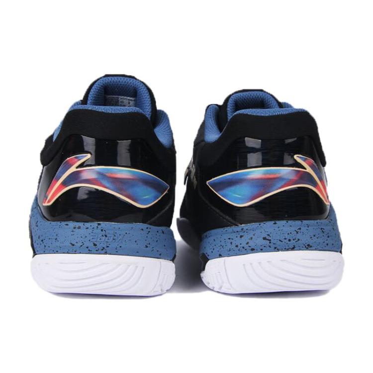 Li Ning Pro Rubber Comfortable Slip Resistant High top Badminton Shoes Men's Black Blue AYAT009-4