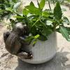 Frog Plant Pot Decoration Resin Easy to Install Statue Vintage Frog Ornament for Garden Patio Flower Pots
