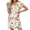 Women's Casual Fashion Sexy V-Neck Cap Sleeves Pocket Floral Dress