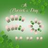Green Glitter French Clover Artificial Nails 24 Pieces Short Matte False Nails For Daily Use