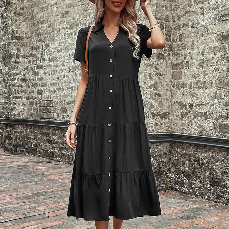 Sommer-Damen-Temperament mittellanges französisches Hepburn-Kleid