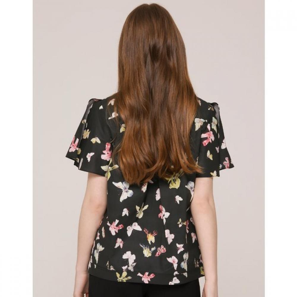 SON JUNG WAN Butterfly Print Shirring Blouse Zdr6262081