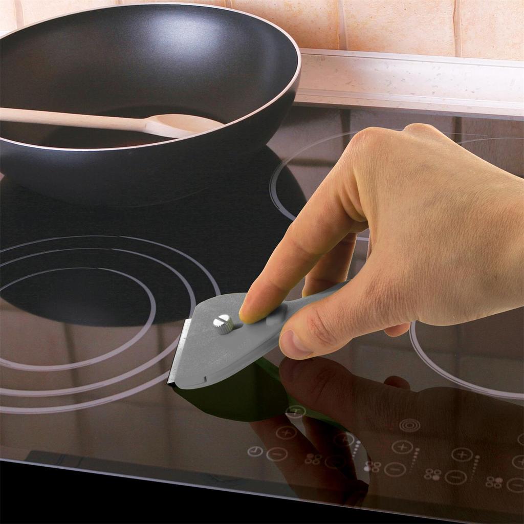 Schaber für Induktion/Keramik/Glas 5 austauschbare Klingen Grau