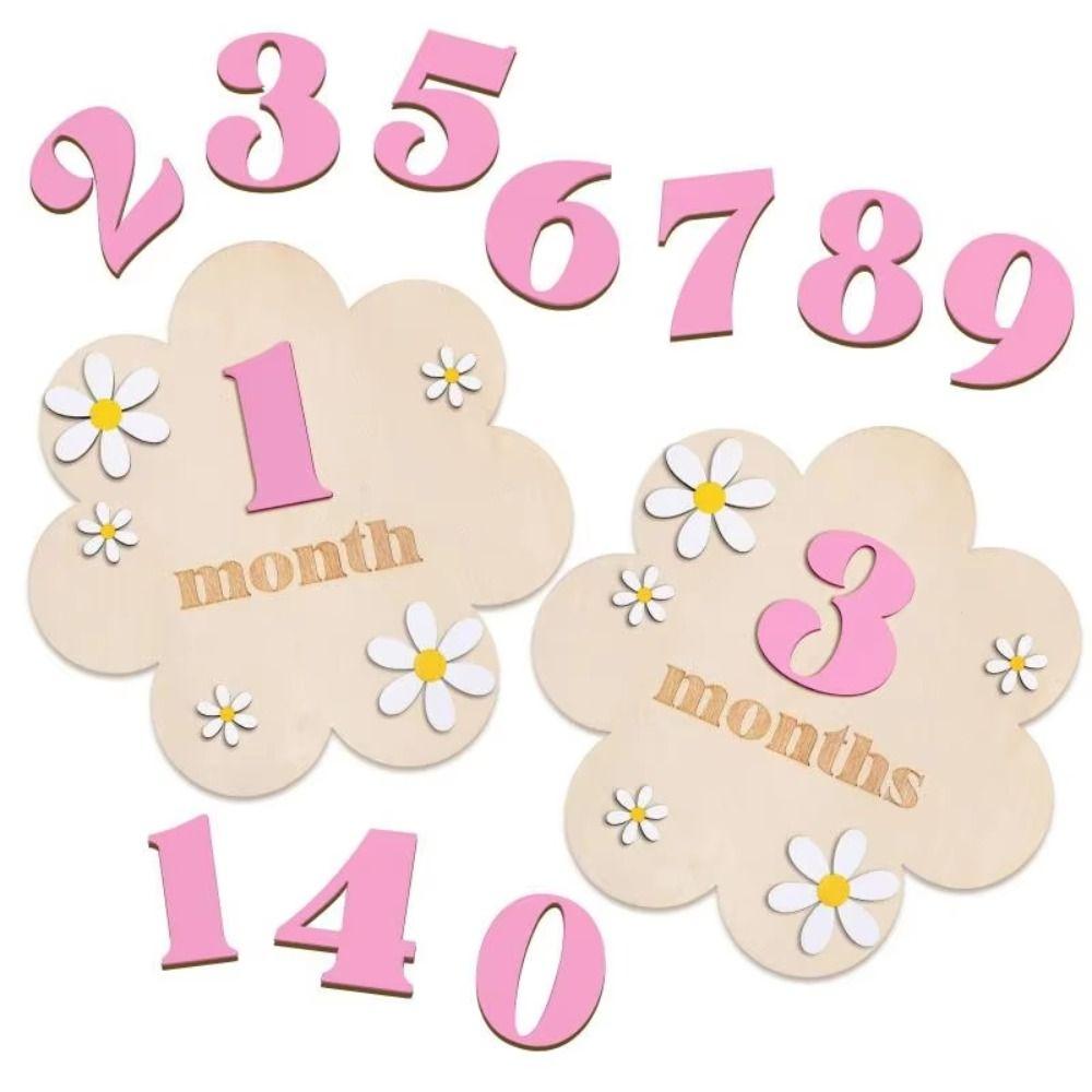 Zweiseitige Baby-Monatsmeilensteinkarten 3D-Blumen Neugeborenen-Fotografie-Requisiten Mädchen Jungen
