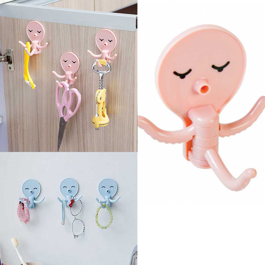 Cute Wall Hook Kitchen Bathroom Nail-free Door Hook Hanger Hat Keys Scarf Organizer