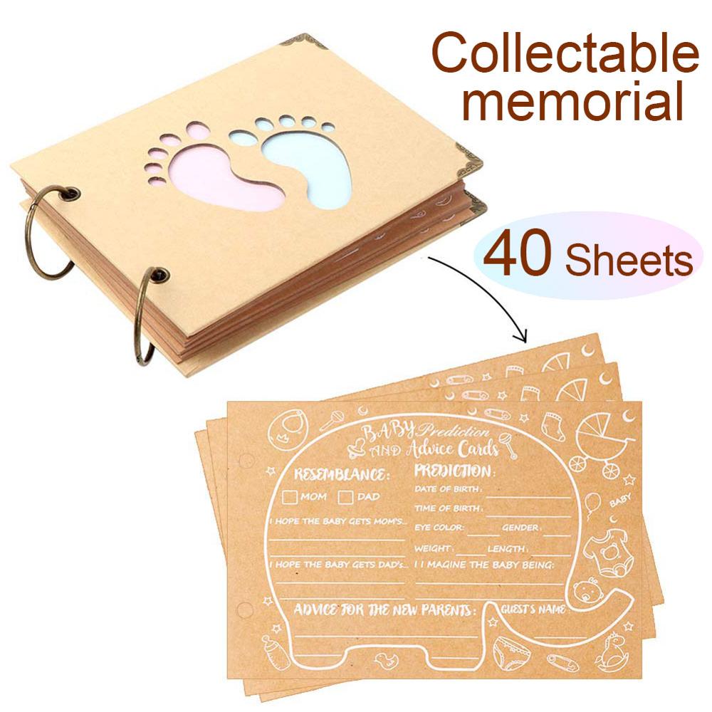 Baby Guest Book Signature Elephant Design Kraft Paper Guestbook Advice Cards Birthday Party Decoration Children DIY Photo