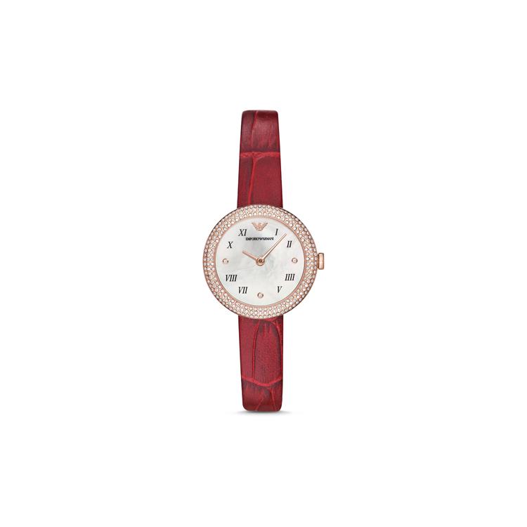 EMPORIO ARMANI ROSA Collection Wrist Watch Quartz Movement Leather Strap White Dial Women s Watch AR11357