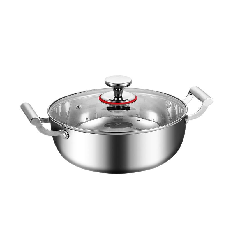 304 Food-Grade Stainless Steel Triple-Layer Stockpot for Induction Cookers - Perfect for Clear Soups and Universal Boiling, Uncoated.