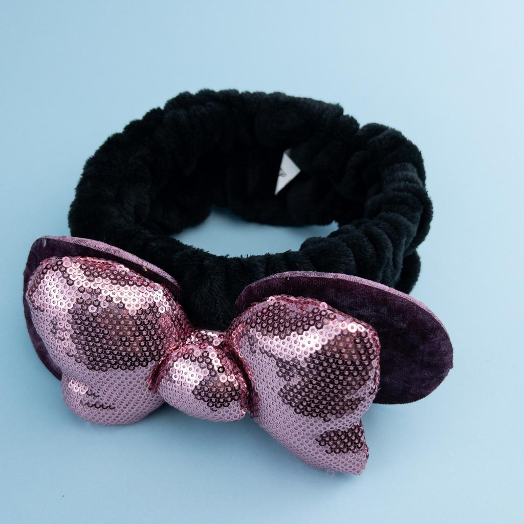 Sparkling Butterfly End Hair Strap Coral Velvet Sports Hair Strap Women's Hair Hoop Plush Bundle Hair Strap Cute Face Wash Headband