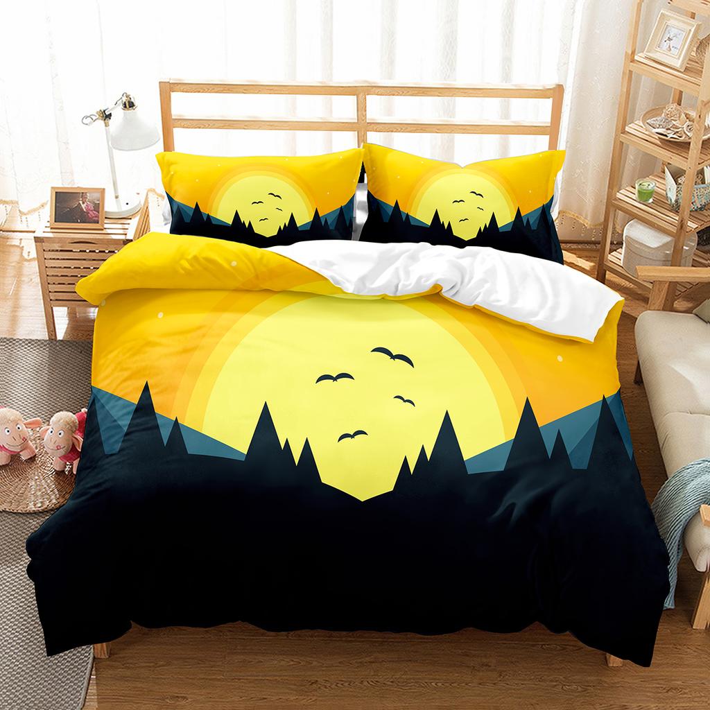 Sun Pattern Duvet Cover Set Double Single Full Size Bohemian Style Bedding Set for Teens Adults Bedroom Decor with Pillowcase