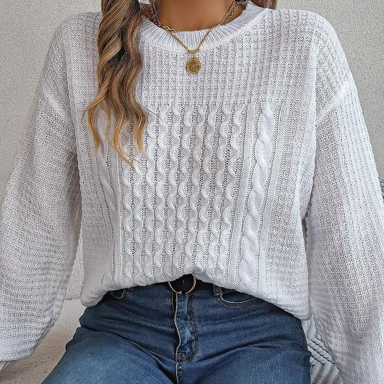 Vintage Autumn Winter Knitwear Cardigan Loose Long Sleeve O-Neck Solid Color Sweater Top