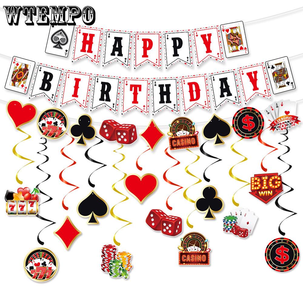 Party Decoration Banner Birthday Party Background Decoration Poker Flag Setting Props