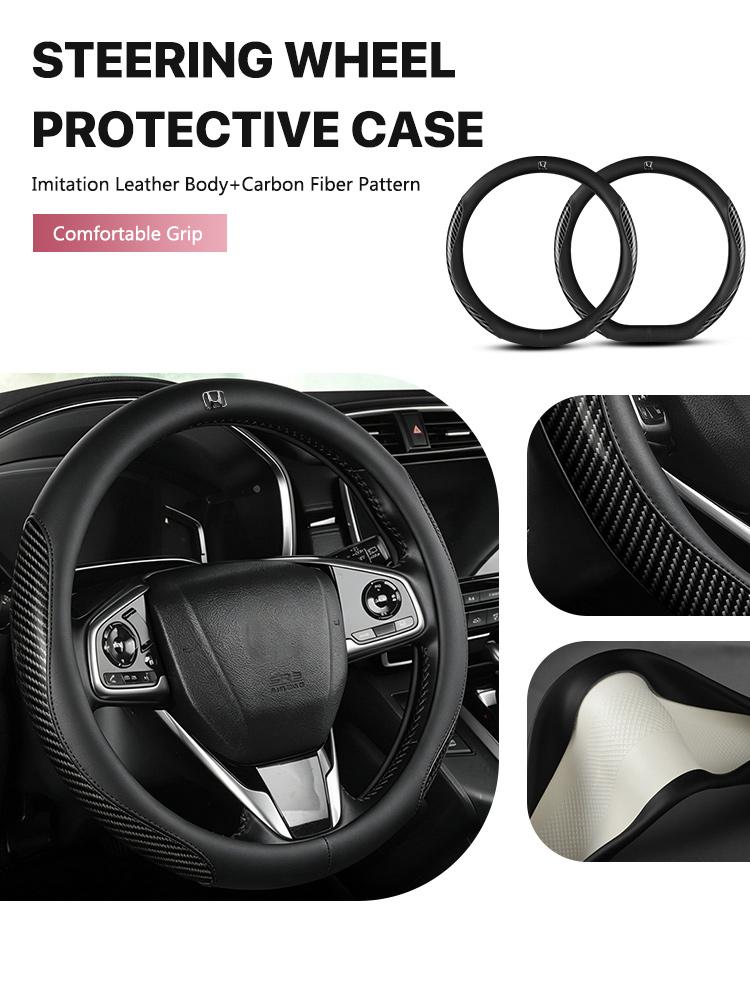 CJPY7 For Honda Civic Fk7 Fit Fk2 Mugen Fk8 Type R Accord Crv Hrv Brv City Jazz Insight Car Carbon Fiber Leather Steering Wheel Cover