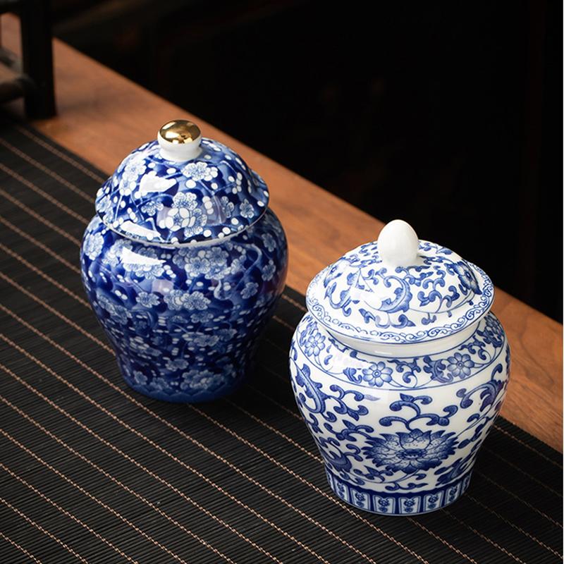 Blue and White Porcelain Tea Jar, Ceramic Jar, Mini Small Sealed Jar, Fragrance Powder Container, Tea Box, Storage Bottle