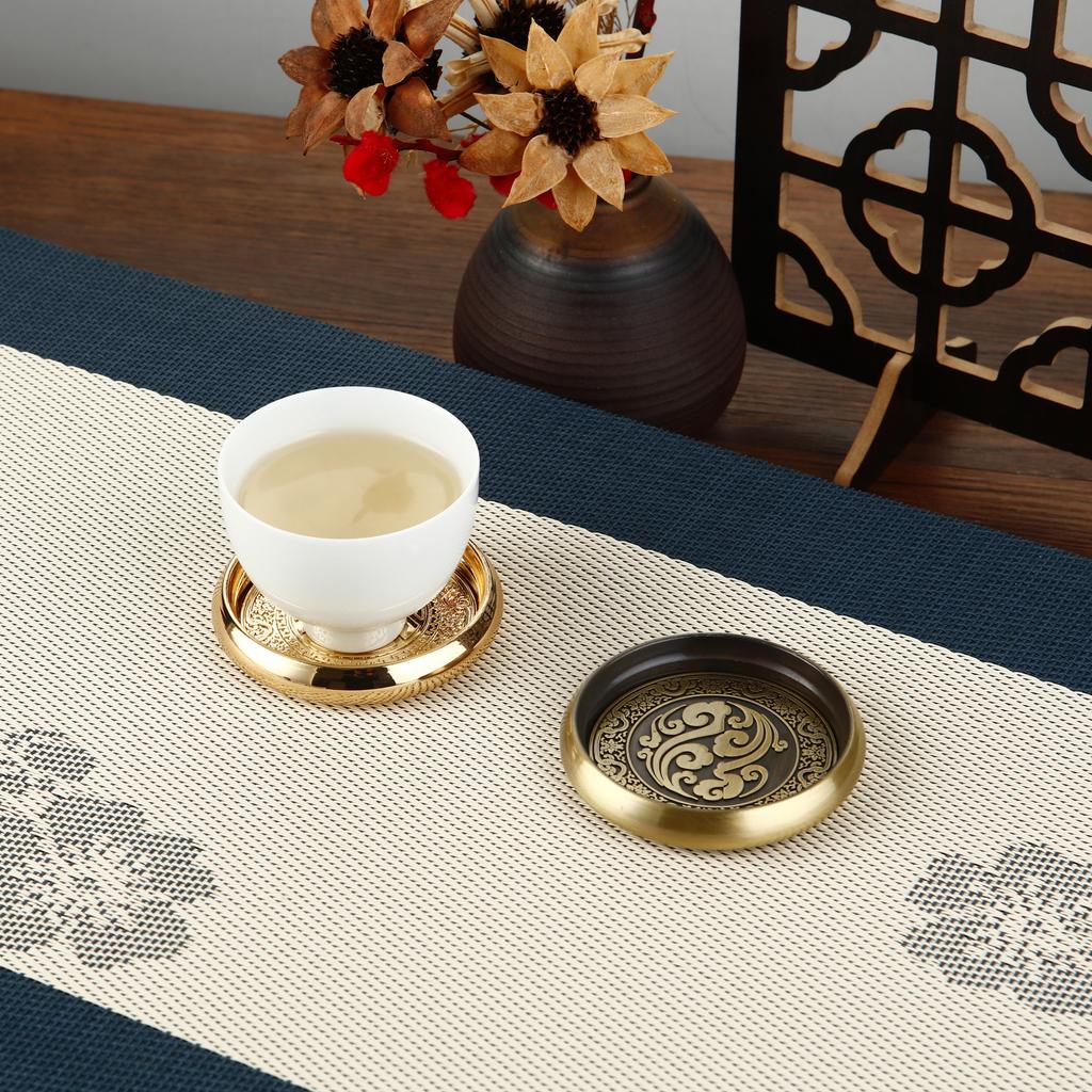 Chinese Style Metal Tea Cup Coaster Heat Insulation Cup Pad Drink Cup Coaster for Tea Coffe Milk Kitchen Supplies