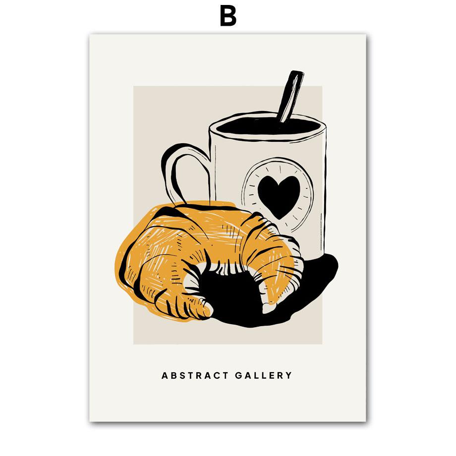 Girl Coffee Cat Flower Minimalist Wall Art Canvas Painting Abstract Line Posters And Prints Pictures For Living Room Home Decor