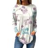 Women's Fashion Casual Round Neck Floral Long Sleeve T-shirt Pullover Long Sleeve Top