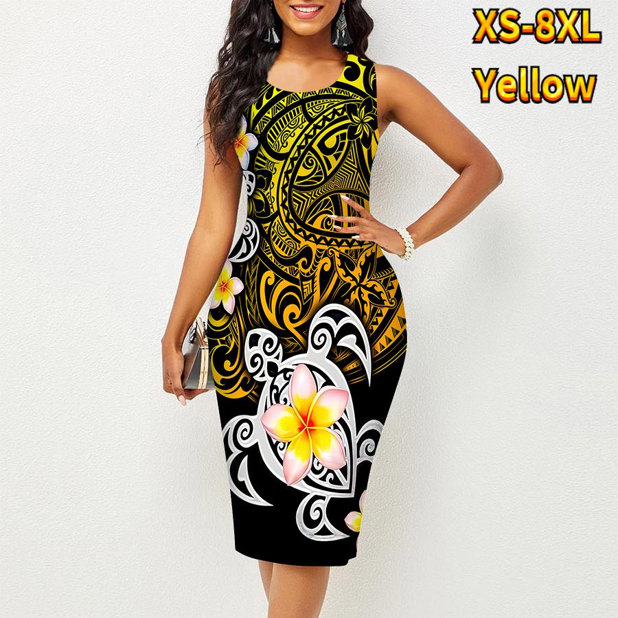 Women's Dress Sling Summer Plumeria Rubra Print Dresses Tight Sleeveless Slim Fit Sexy Fashion Top Clothing