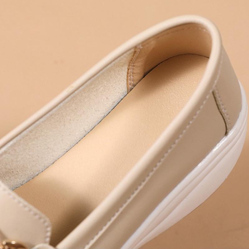 Women's Leather Wedge Loafers Non-slip Soft Sole Casual Shoes Lightweight Platform Footwear for Daily Wear