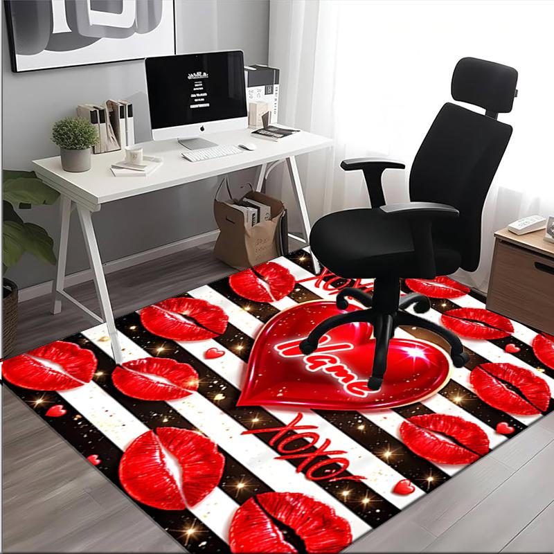 1PC Custom Name Love Kisses Heart Theme Theme Floor Mat Ideal for Living Room, Game Rooms, Office, Bedroom,Floor Mat Playful Design