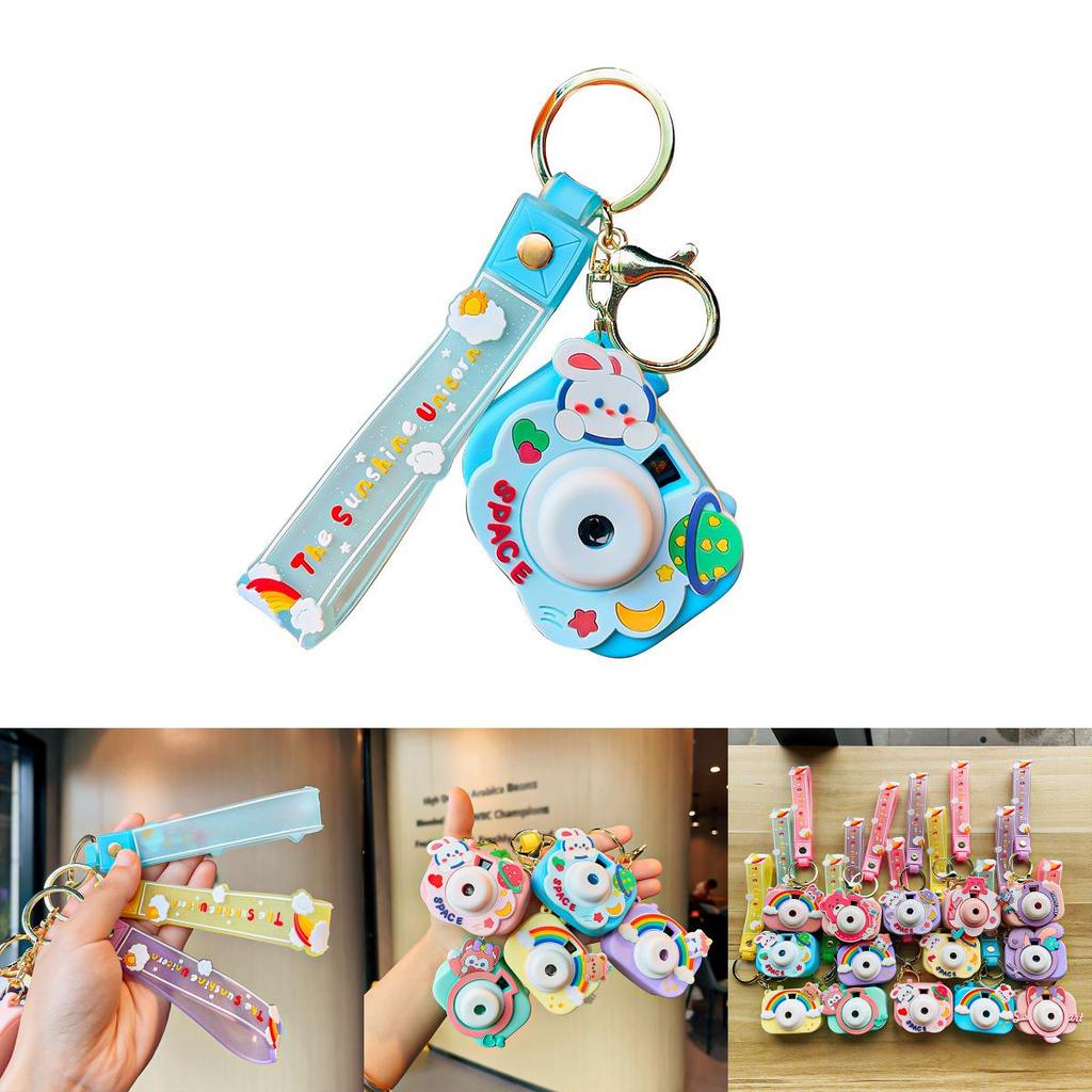 Adorable Cartoon Projection Camera Keychain Charming Gift For Students And Car Owners