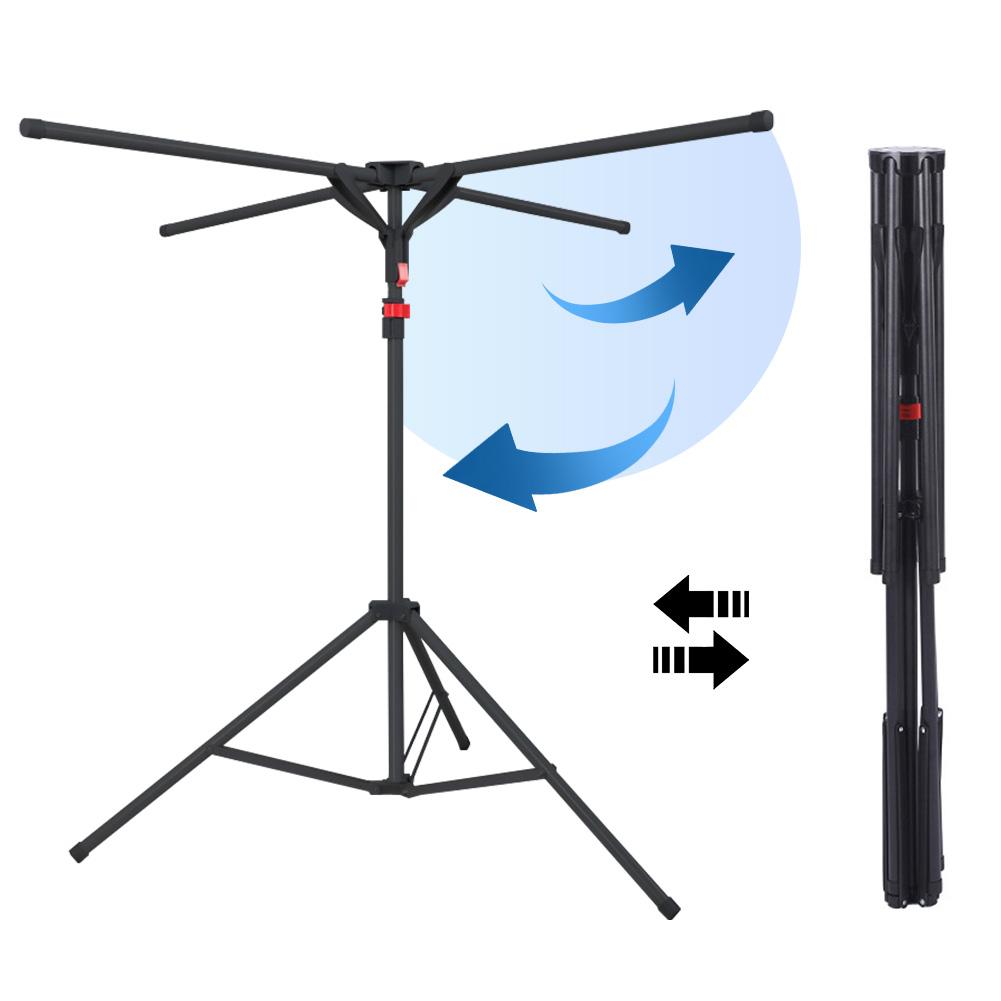 Tripod Clothes Drying Rack with 4 Poles Collapsable Clothes Rack Rotatable Arms Foldable Drying Rack for Indoor Outdoor