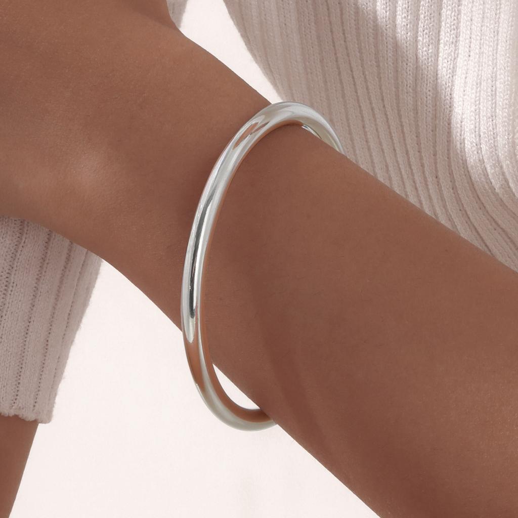 Brățară Simplă Plain din Oțel Inoxidabil pentru Femei și Fete Vnox, Brățări Cuff Metalice Minimaliste Placate cu Aur, Bijuterii de Modă Stackable Cadou