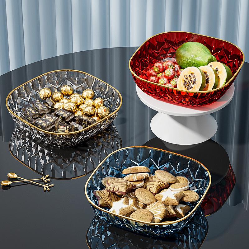 Elegant Transparent Fruit and Snack Plate for Coffee Table or Hotel Desk