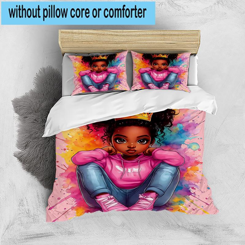 3PCS Black Princess Magic Celebration 3pcs Bedding,Including 3PCS Duvet Cover And 2pcs Pillowcases Perfect for Christmas,Ideal for Bedroom, Dormitory