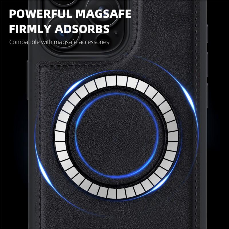 Luxury For Magsafe Wireless Charge Magnetic Case for iPhone 16 16E 15 14 Plus 13 12 11 Pro Max Retro Leather Soft Business Cover