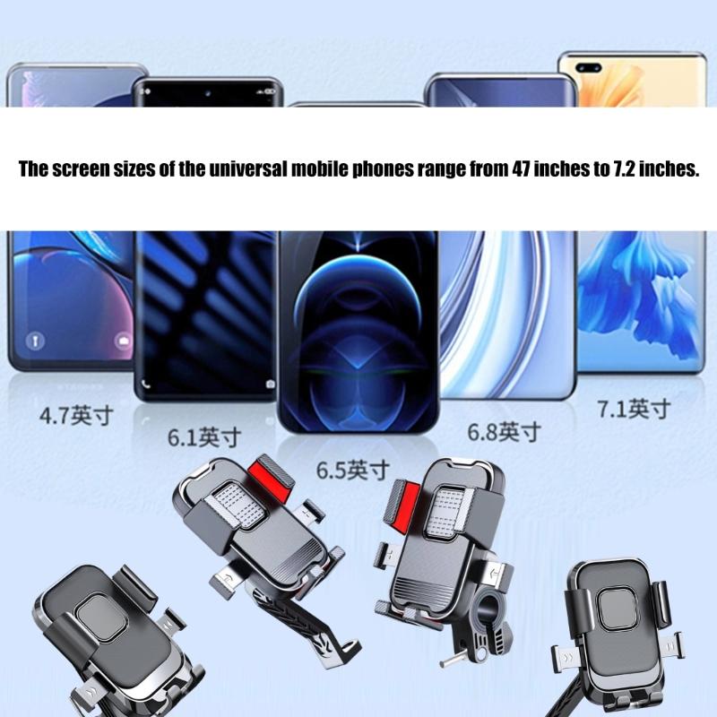 Motorcycle Handlebar/Rearview Mirror Mount Phone Holder Scooter Bike Phone Cradles 360 Degree Rotating Shockproof Stand