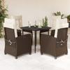 Vidaxl 5-Cz. Gartenmöbel-Set mit Kissen, Braun, Polyrattan