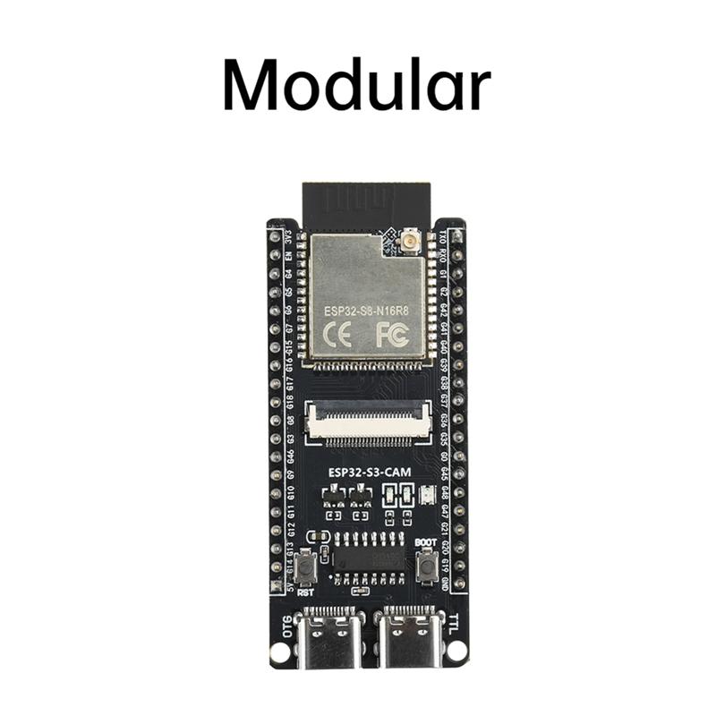 ABUO-ESP32-S3-N16R8 ESP32-S3-CAM Development Board Featuring Wifi Bluetooth Core CH340 Camera Module Onboard
