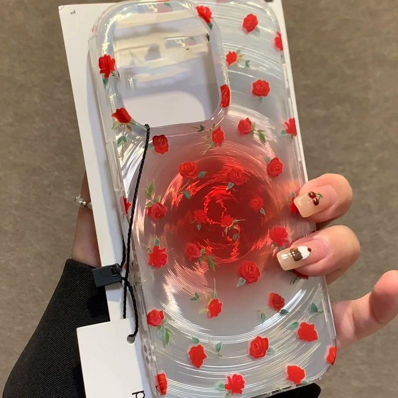 Iridescent Glossy Phone Case for iPhone 11 13 14 15 16 17 Pro 17 13 14 15 Pro Max High Quality Fantasy Floral Style Full Protection Shell