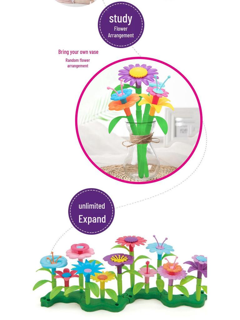 Children's DIY Pop Art Flower Arrangement Building Blocks – Interlocking Garden Toy for Girls