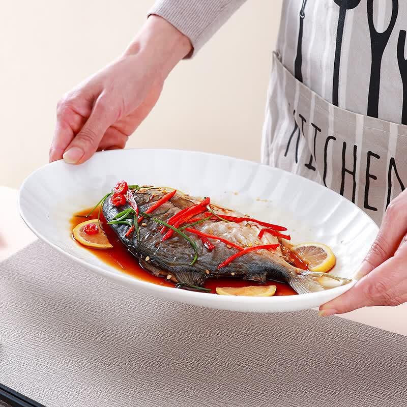 Sky Top Crystal Series 12-inch Oval Bone China Fish Platter