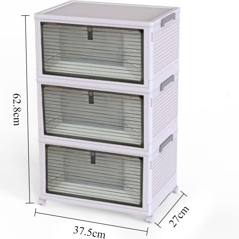Folding Storage Box Transparent Shoe Boxes Multi Functional Living Room Organizer Case Household With Wheel Large Display Stands