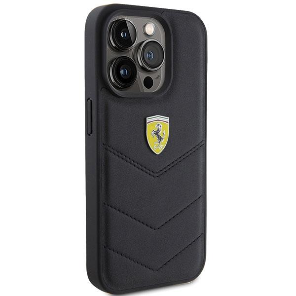 Ferrari Fehcp15Lrduk Iphone 15 Pro 6.1 Czarny/Black Hardcase Quilted Metal Logo