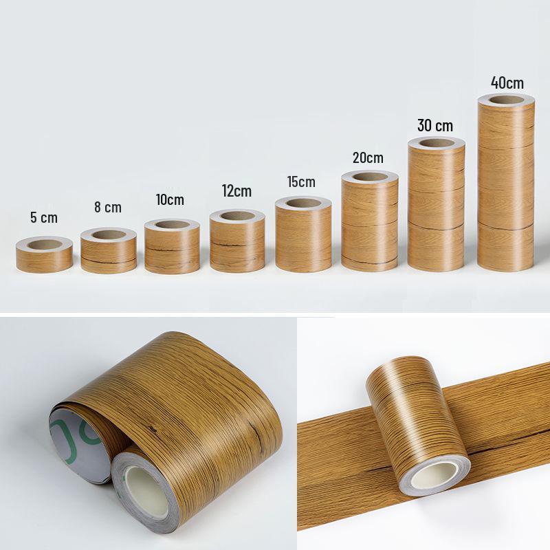 Wood Grain Self-Adhesive Veneer: 10m Decorative Strip for Covering Blemishes and Holes On Floors, Doors, and Furniture.