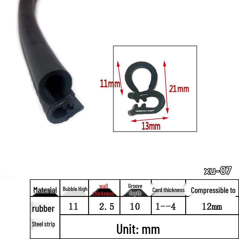 High-Temperature Resistant U-Shaped Rubber Sealing Strip for Dustproofing Electrical Cabinets and Car Doors