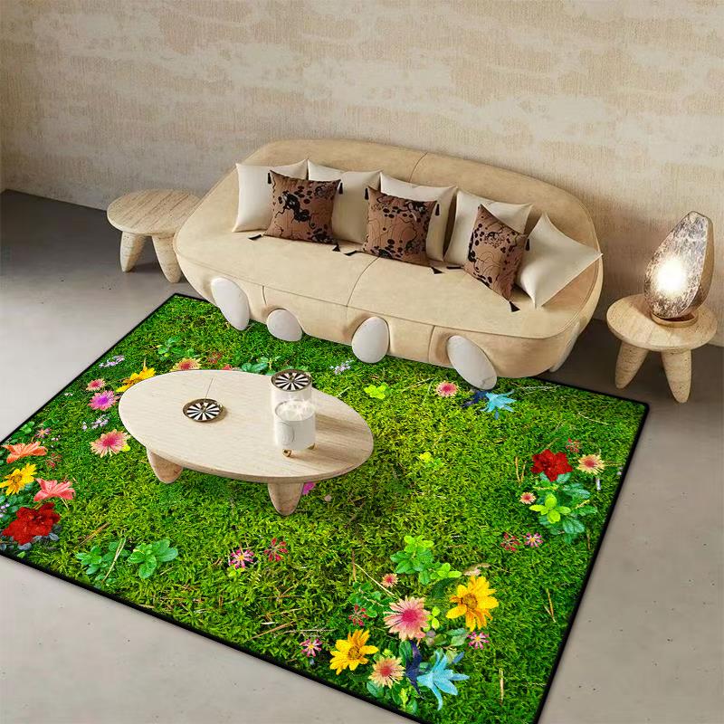 Modern Plant Pattern Large Rugs for Living Room Flower Design Room Decor Soft Bedroom Carpet Entrance Door Mat Machine Washable