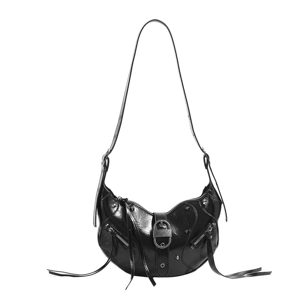 2025 New Women's Bag Large Capacity Motorcycle Underarm Bag High-end Fashionable Niche Design Single Shoulder Crossbody Bag